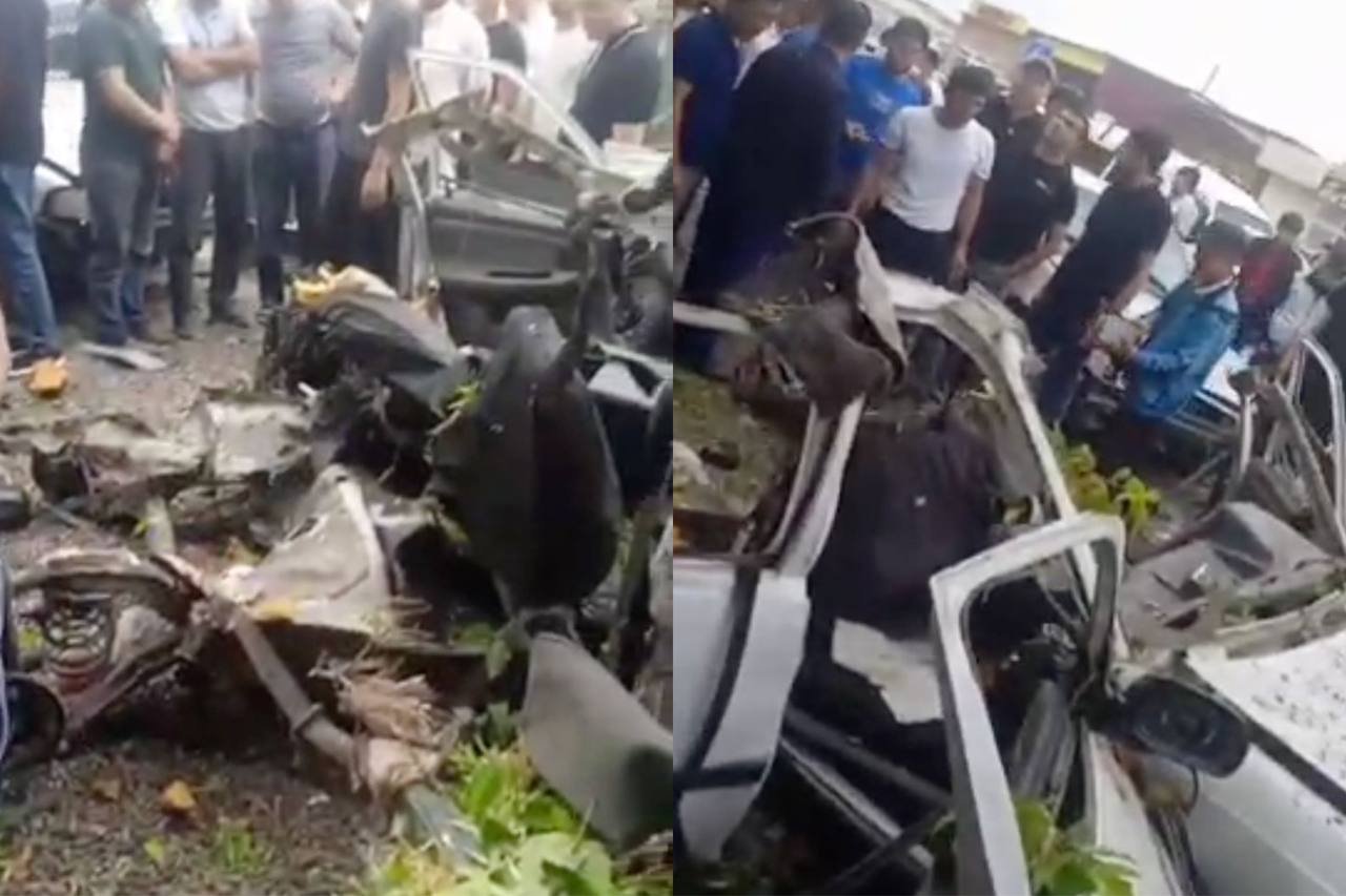 В Сырдарье Nexia разорвало на части из-за взрыва газового баллона — видео