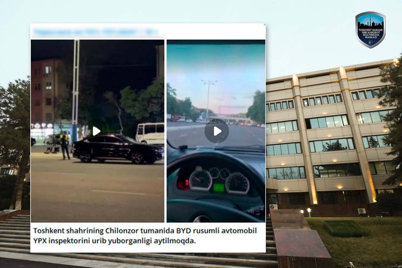 В Ташкенте водитель без прав, управлявший автомобилем BYD Han, сбил инспектора ДПС— видео