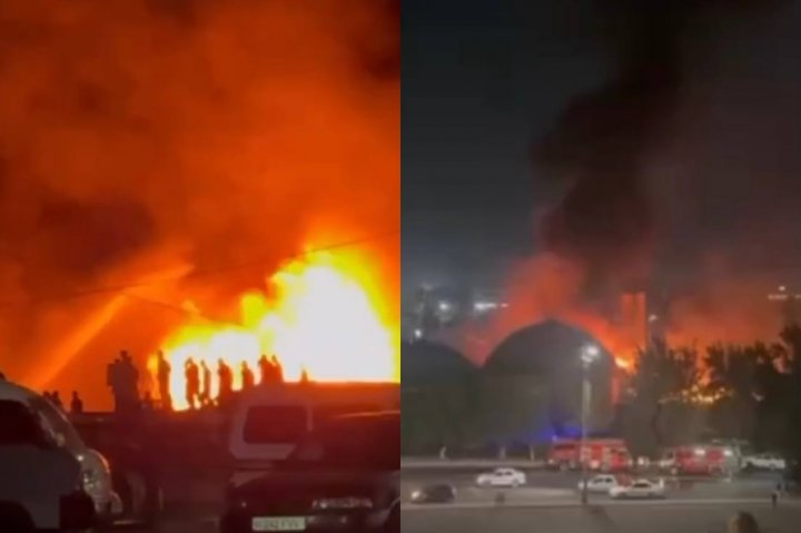 На одном из рынков Ташкента произошёл крупный пожар — видео