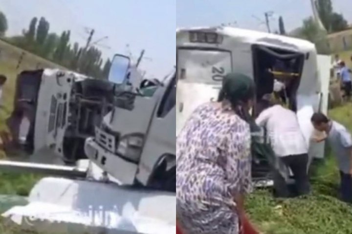 В Сырдарье перевернулся пассажирский автобус, есть пострадавший — видео