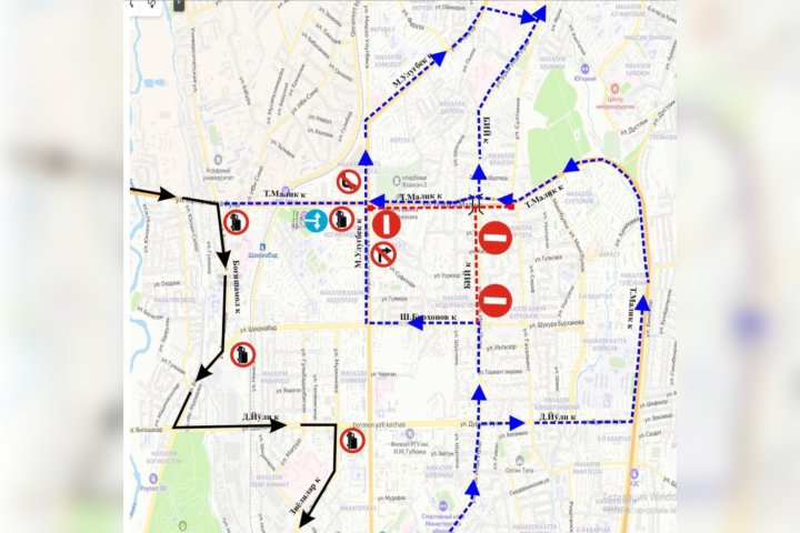В Ташкенте перекроют ряд улиц