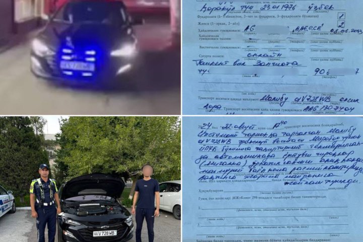 В Ташкенте водитель Malibu-2 похвастался мигалкой и сиреной — видео