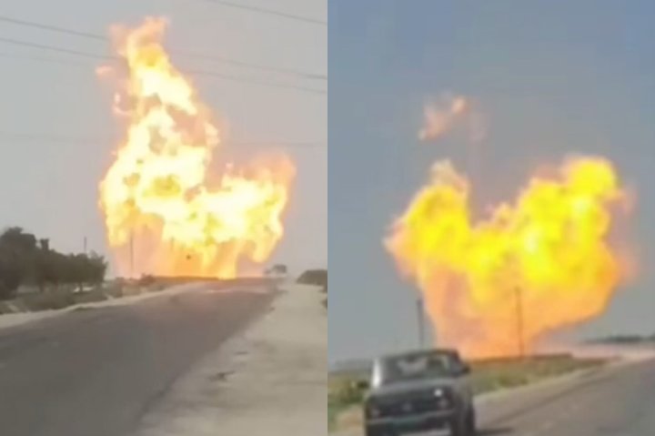 В Кашкадарье из-за утечки газа из трубопровода вспыхнул пожар — видео