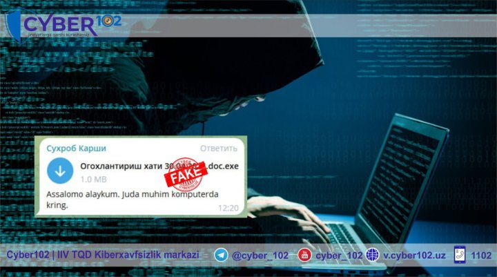 В Андижане задержали мошенника, который рассылал пользователям «Telegram» вредоносное ПО