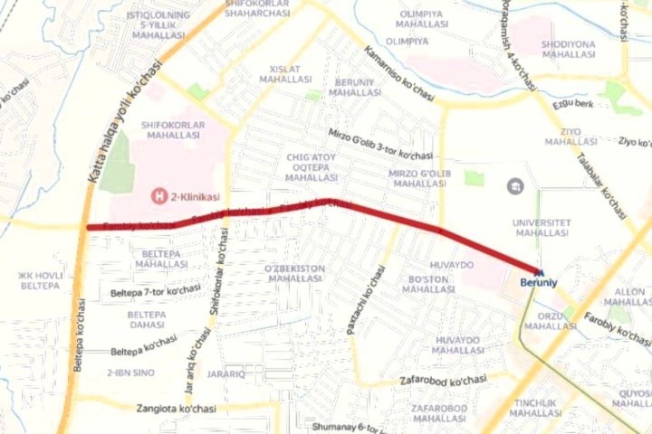 В Ташкенте улицу Фароби закрыли для транспортного движения