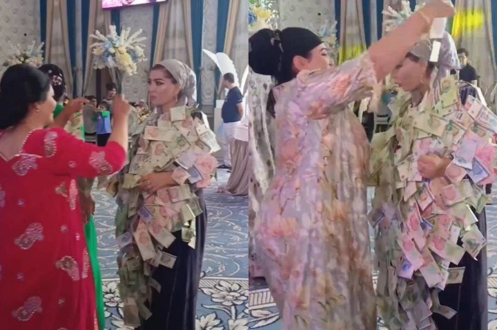 На узбекской свадьбе нашли необычное применение деньгам — видео