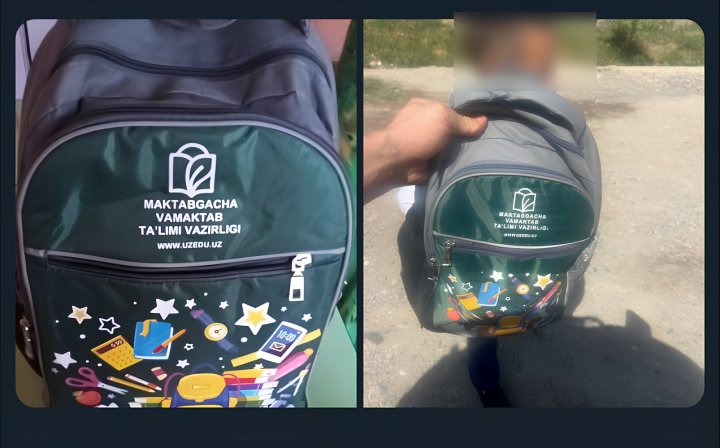 Грамотность на «высшем» уровне: в Узбекистане школьникам подарили рюкзаки с опечаткой
