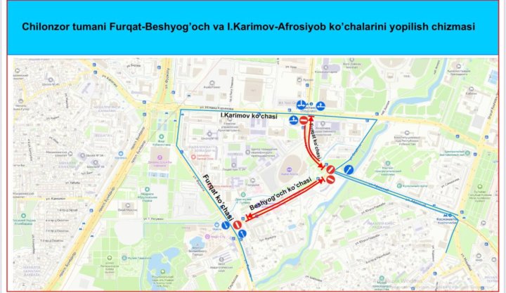 В Ташкенте на 3 недели перекроют некоторые дороги