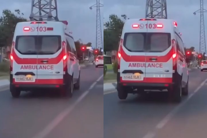 В Ташкенте заметили подпрыгивающий автомобиль скорой помощи — видео
