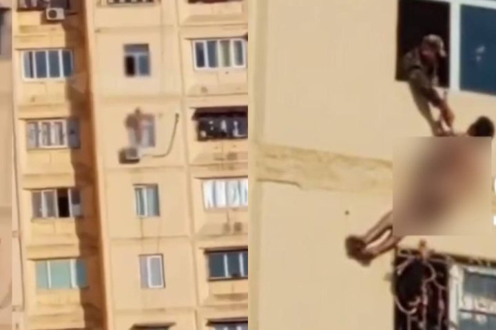 В Ташкенте спасли «горе-любовника», повисшего на кондиционере — видео