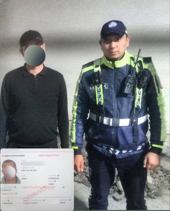 Ночью в Ташкенте сотрудник ДПС задержал разыскиваемого гражданина