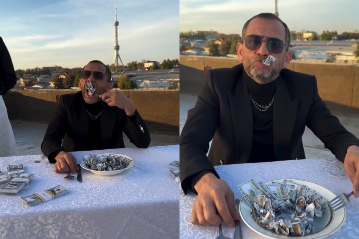 Узбекский певец Жахонгир Отажонов «съел» доллары — видео