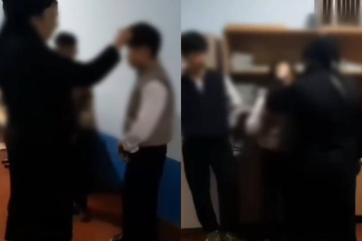 В Андижане директор школы избила старшеклассников за использование пиротехники в классе — видео