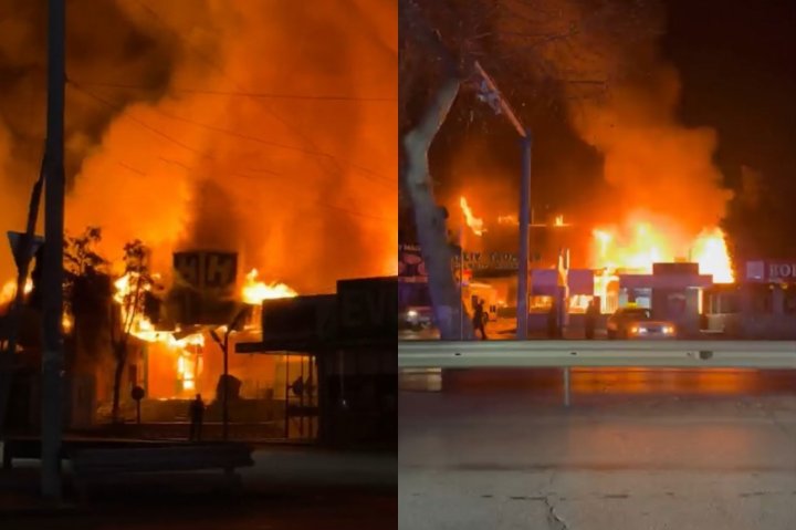 Ночью в Кибрае произошёл крупный пожар, были задействованы 16 пожарно-спасательных бригад — видео