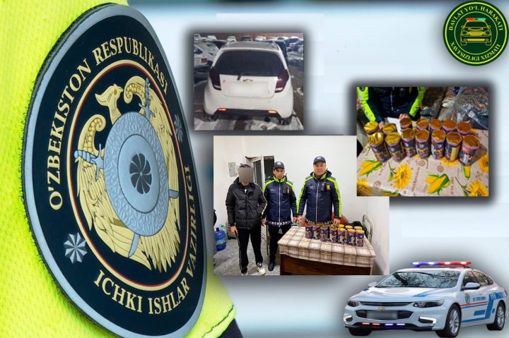 В Ташкенте выявили 20-летнего водителя автомобиля «Spark», который перевозил новогоднюю пиротехнику