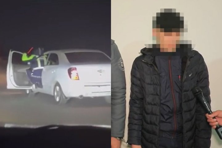 В Самарканде задержали водителя Cobalt, прокатившего инспектора СБДД на открытой двери — видео