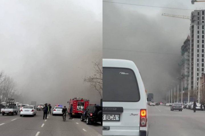 В Ташкенте загорелась новостройка — видео