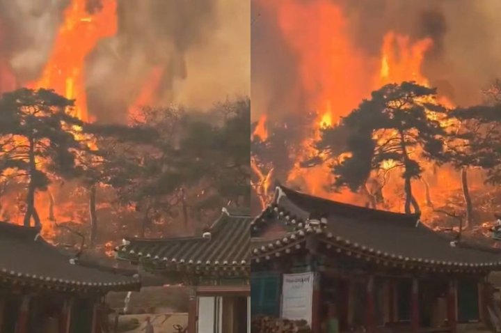В Южной Корее дотла сгорел тысячелетний буддийский храм
