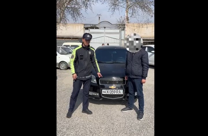 В Андижане школьник арендовал автомобиль и наехал на сотрудника ДПС, разговаривая по телефону