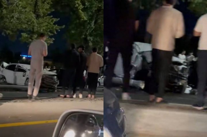 В Ташкенте ночью Nexia-3 столкнулась с Lacetti — видео