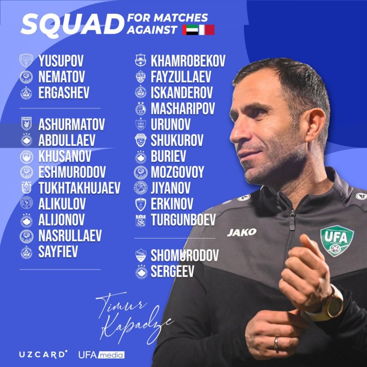 Сборная Узбекистана по футболу опубликовала свой состав на решающие матчи