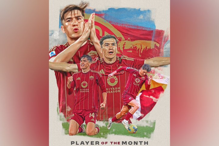 Узбекский форвард Эльдор Шомуродов второй раз в сезоне признан игроком месяца в «Роме»