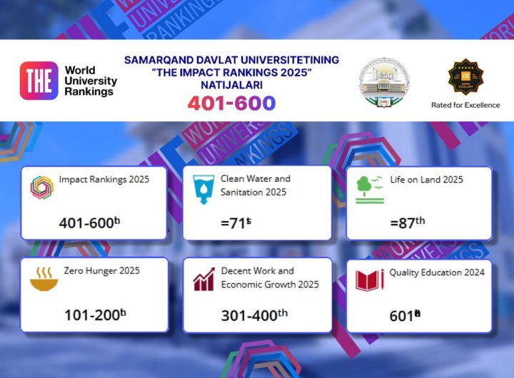 Самаркандский государственный университет вошел в ТОП-600 лучших высших учебных заведений мира