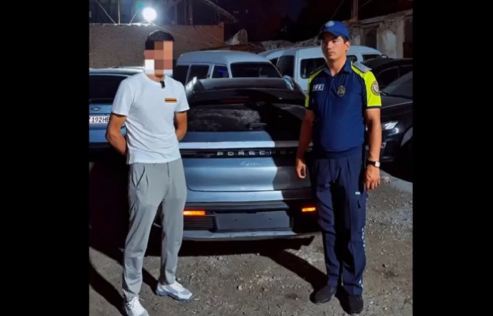 В Андижане на штрафную площадку поместили «Porsche Taycan»