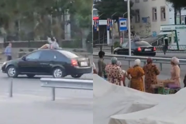 В Намангане водитель Gentra прокатил девушку на крыше автомобиля — видео