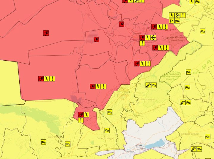 В Узбекистане заработал цифровой сервис, предупреждающий об опасных погодных явлениях