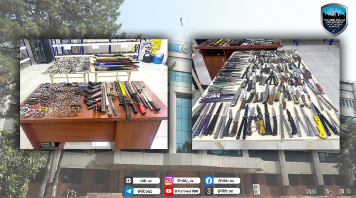 В Ташкенте за 21 день у граждан изъяли более 1 700 кастетов, ножей и другого оружия