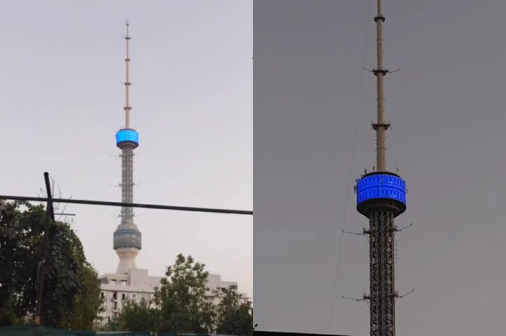 На Ташкентскую телебашню установили LED-панели — видео
