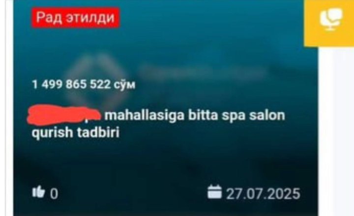 В Узбекистане подали заявку на строительство SPA-салона через Open Budget