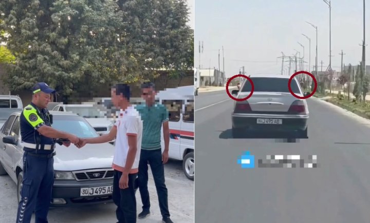 В Самарканде водитель и пассажир автомобиля «Nexia» решили проветрить ноги на ходу - видео