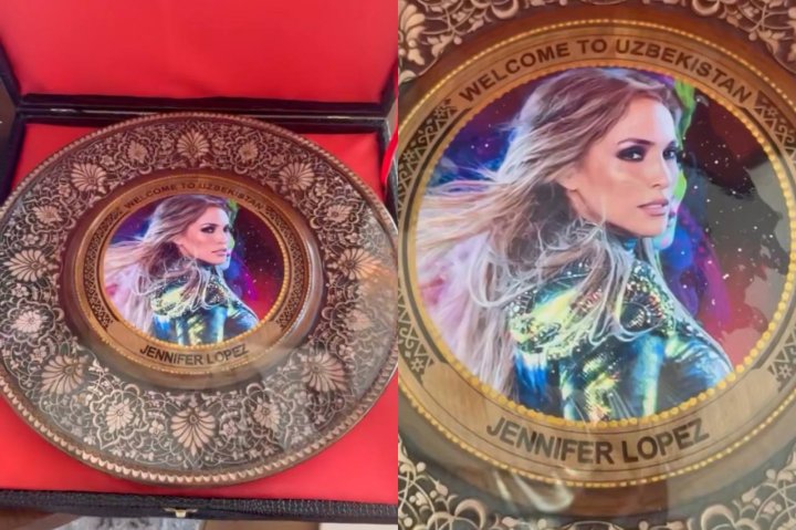Дженнифер Лопес в Узбекистане подарили ляган с её портретом — видео