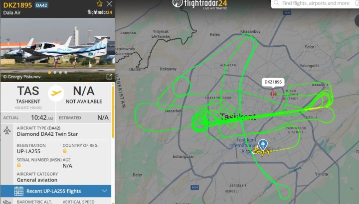 Над Ташкентом целый день кружит неизвестный легкомоторный самолёт