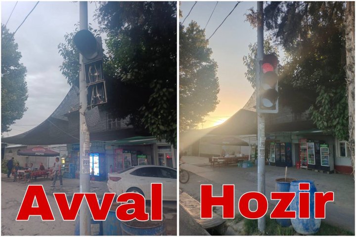 Qibray tumanida 23 yoshli HOWO haydovchisi svetoforni buzib tashladi