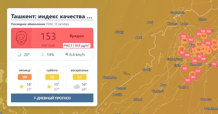 Ташкент снова задыхается от загрязнённого воздуха
