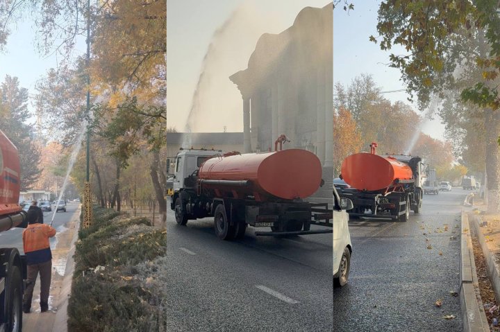 В Ташкенте включили фонтаны и начали поливать улицы