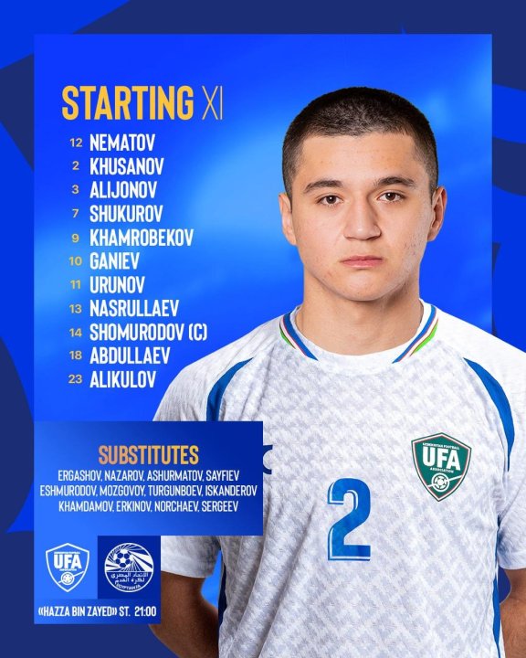 Опубликован основной состав сборной Узбекистана на матч против Египта