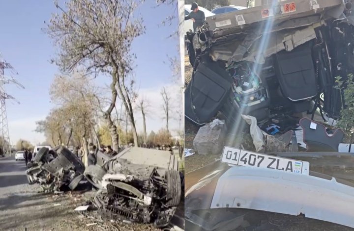 В Ташкенте китайский автомобиль разорвало на две части