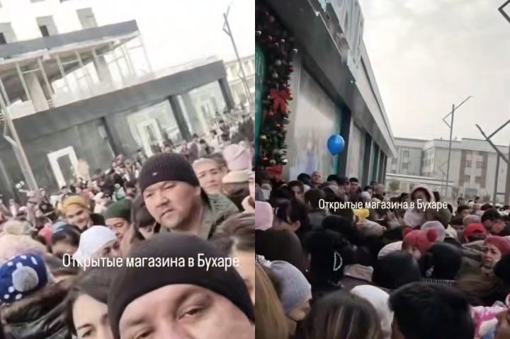 Сотни людей устроили давку на открытии магазина одежды в Бухаре