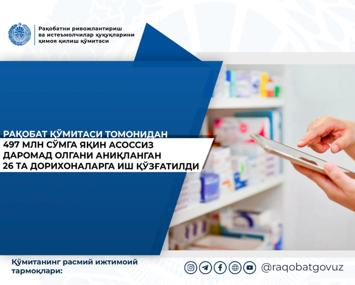 26 аптек Намангана незаконно получили прибыль на полмиллиарда сумов